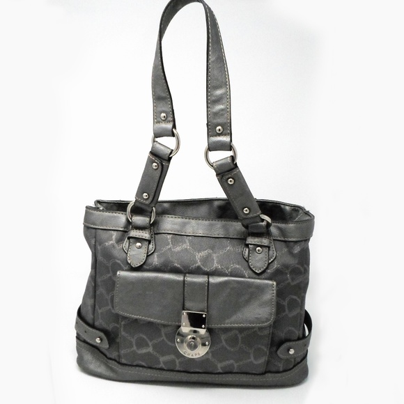 Chaps Handbags - Chaps Gray Satchel Handbag with Metallic Hardware